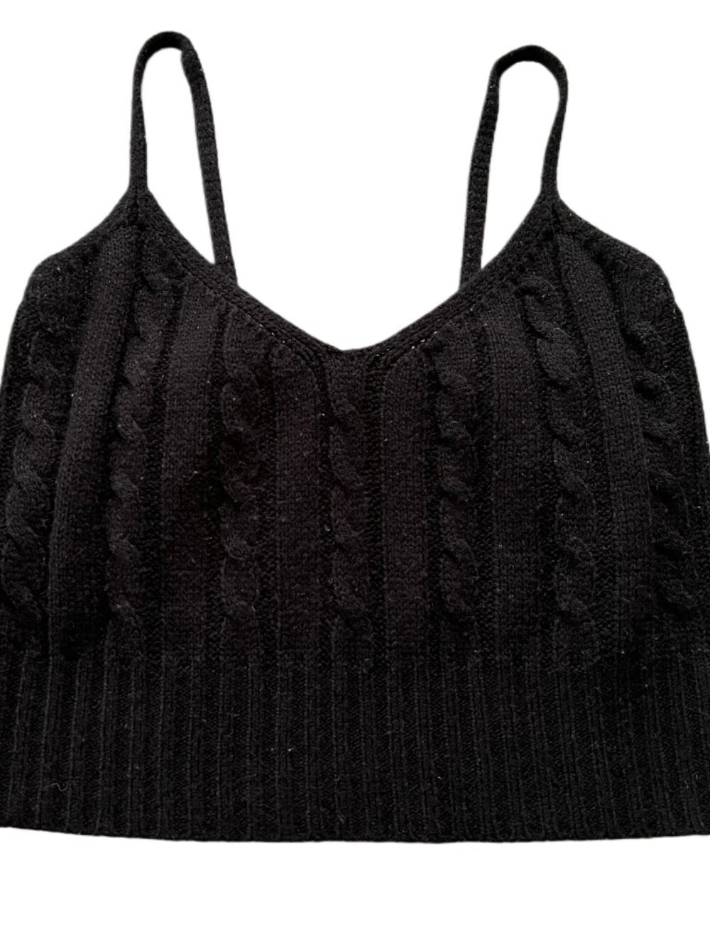 SHEIN Black Cable Knit Cropped Sweater Tank Top Women's Size Medium
